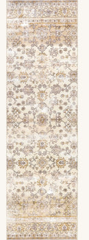 RUGS USA MEENA FADING GARDEN WASHABLE RUG, RUNNER STYLE, 2'6" X 8' - BEIGE - Like New
