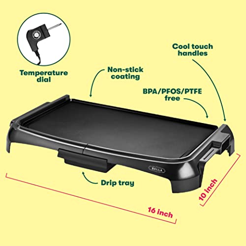 BELLA ELECTRIC GRIDDLE WITH CRUMB TRAY SMOKELESS INDOOR GRILL ZJ-8603 - BLACK - Like New