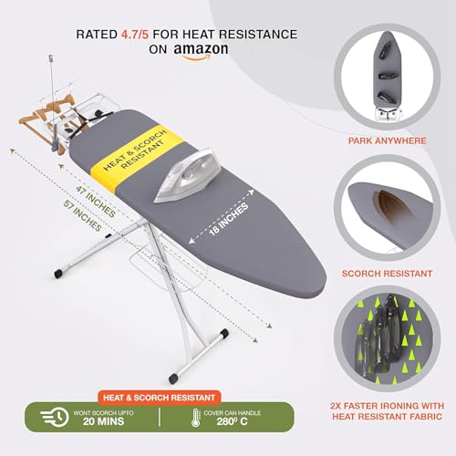 Xabitat Full Size Ironing Board 57" X 18" Wall Mount Hanger XABITAT - Gray/Black - Like New