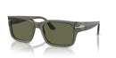 3315-S-1103 PERSOL UNISEX RECTANGULAR TAUPE FRAMES POLARIZED GREEN 55-19-145 - Like New