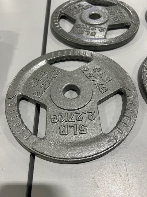 GENERIC CAST IRON 5 POUND WEIGHTS 4 PACK - GRAY - Like New