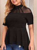 Romwe Women's Plus Size Party Longline Blouse Black 2X Plus B0895VMVWK - Like New