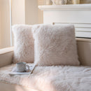 Neelvin Beige Faux Fur Cozy Fluffy Double-Sided Pillow Covers 16x16, Set of 2 - Like New