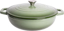 LEXI HOME 6QT Round Cast Iron Dutch Oven Braiser in Green Ombre with Lid - GREEN Like New