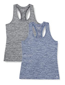 AMAZON ESSENTIALS WORKOUT RACERBACK TANK WOMEN XS AZ0003 - BLACK/NAVY HEATHER - Brand New