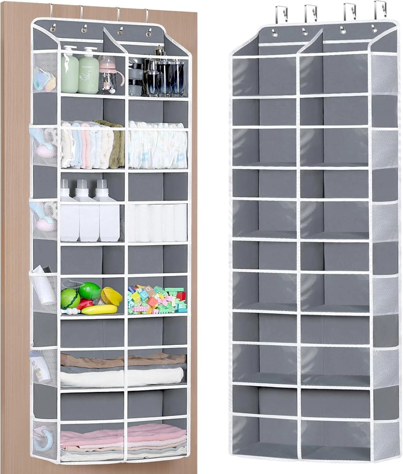 UNIVIVI OVER THE DOOR ORGANIZER, 6 TIER STORAGE, 12 SLOTS - GRAY - Brand New