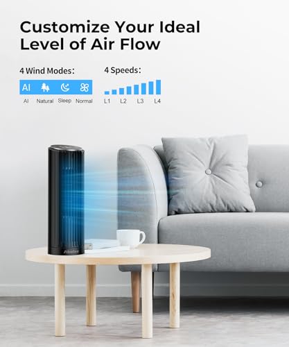 Abolee Tower Fan for Bedroom, 23ft/s Desk Fan with Remote, 70° Oscillating - Like New