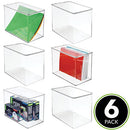mDesign Tall Plastic Stackable Home Office Storage Organizer Box 6 Pack - Clear - Brand New