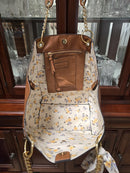 STEVE MADDEN FAUX LEATHER FLAT TOTE HOBO PURSE FLOWER INSIDE DESIGN - BROWN - Like New