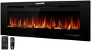 PYLE SERENELIFE 50 INCH ELECTRIC FIREPLACE HEATER LED FLAME SMART WI-FI - BLACK - Like New