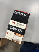 LEVI'S MEN SOLID BASIC BLACK BOXER 4P - SIZE: MEN XL - BLACK - Brand New