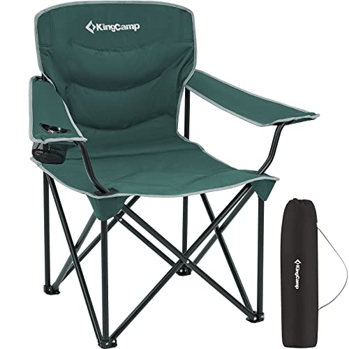 KINGCAMP FOLDING CAMPING OVERSIZED PADDED CHAIRS,CUP HOLDER,CARRY BAG-GREEN - Like New