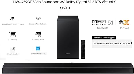 SAMSUNG 5.1-Ch Dolby Digital 5.1 DTS Virtual X Soundbar HW-Q59CT - Black - Like New