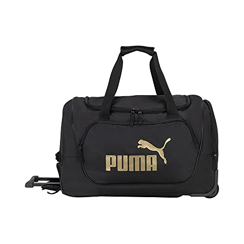 Puma Evercat 22" Wanderer Rolling Duffel Bag Black/Gold - Brand New
