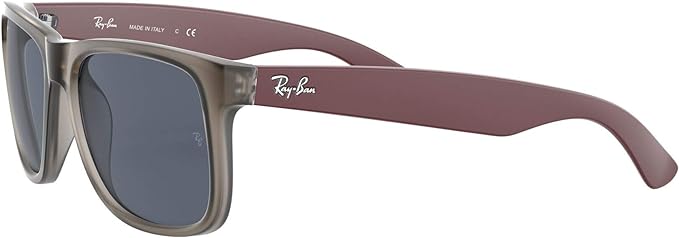 RAY-BAN RB4165 Justin Rectangular Sunglasses - Dark Grey Rubber Transparent - Like New