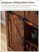 OKD 72" Farmhosue Bar Cabinet Sliding Barn Door Large Kitchen Buffet - Reclaimed - Like New