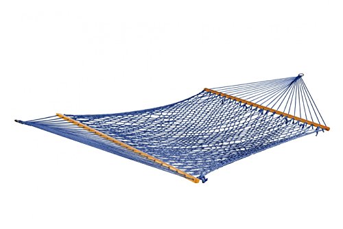 BLISS HAMMOCKS BH-410BLU 60IN Wide Cotton Rope Hammock - Blue - Like New