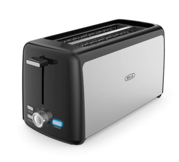 BELLA 4 SLICE TOASTER LONG SLOT & REMOVABLE CRUMB TRAY 7 SHADING OPTIONS - Like New