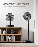 Koonie 12-inch Foldaway Portable Fan, Oscillating 10800mAh Battery ZD401 - BLACK - Like New
