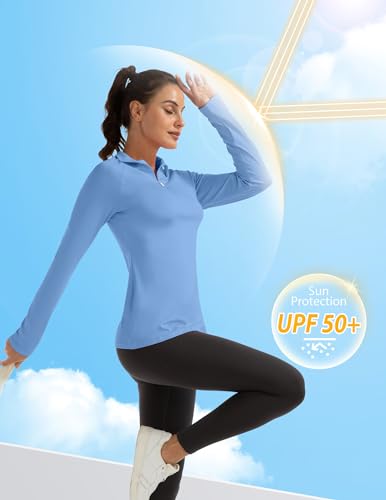FKEEP WOMEN'S POLO SHIRTS LONG SLEEVE UPF 50+ TENNIS GOLF WOMEN S BLUE - Brand New