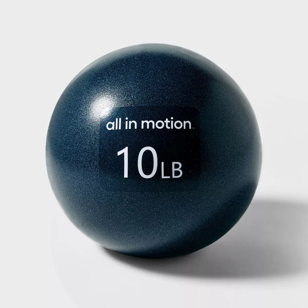 ALL IN MOTION MEDICINE BALL 10LBS- PVC SHELL, SAND FILL - BLUE - Like New