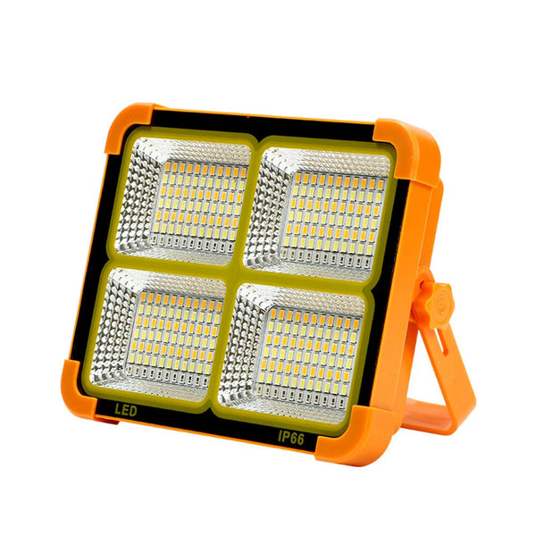 SOLAR LED LIGHT RECHARGEABLE CAMPING EMERGENCY FLOODLIGHT OUTDOOR LIGHT - YELLOW - Like New