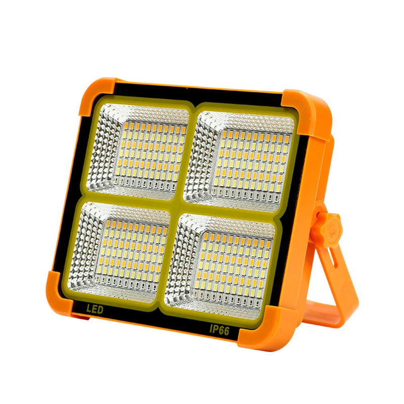SOLAR LED LIGHT RECHARGEABLE CAMPING EMERGENCY FLOODLIGHT OUTDOOR LIGHT - YELLOW - Like New