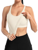 ATTRACO WOMEN RIBBED WORKOUT CROP TOPS WITH BUILT IN BRA TIGHT FIT - SIZE MEDIUM - Like New