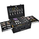 YUEIEOUN BARBER CASE WITH CLIPPERS SLIDING TRAY PROFESIONAL BARBERS - BLACK - Like New