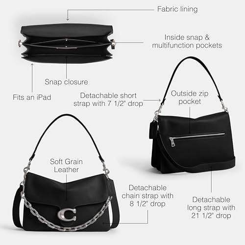 COACH SOFT GRAIN CHAIN TABBY SHOULDER BAG 30 - BLACK - Like New