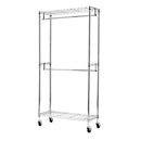 Amazon Basics Adjustable Clothes Rack, Double Hanging Rod Garment - Chrome - Brand New