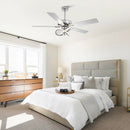 PARROT UNCLE 52" MODERN 3CCT INTEGRATED LED CEILING FAN LIGHT - CHROME/BROWN - Like New