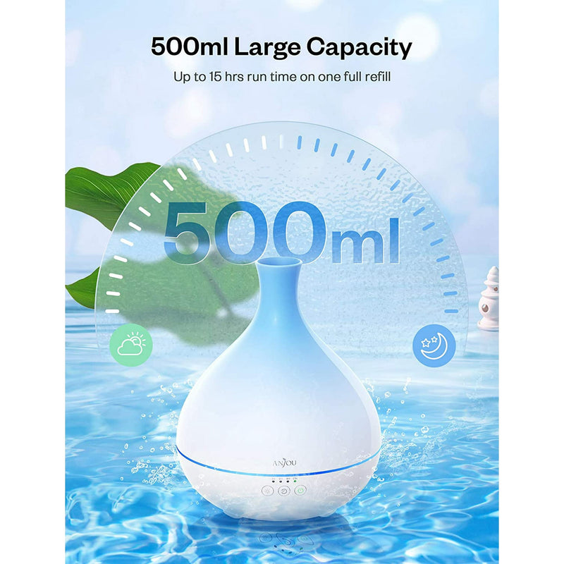 ANJOU AD012 500ML BPA FREE COOL MIST HUMIDIFIER AROMATHERAPY DIFFUSER - SKY BLUE - Like New