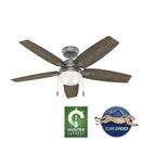 HUNTER ANTERO 52 IN. HUNTER EXPRESS INDOOR CEILING FAN - MATTE SILVER - Like New