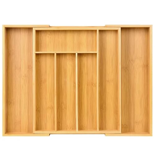 WELPSON EXPANDABLE DRAWER ORGANIZER FOR KITCHEN STORAGES, NATURAL WOOD - Like New