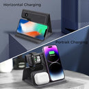 ALPHA DIGITAL 3-IN-1 FOLDABLE WIRELESS CHARGING STATION, PU LEATHER - GRAY - Like New