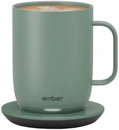 EMBER TEMPERATURE CONTROL SMART MUG 2, 14 OZ, PHONE APP, CM191415AM - SAGE GREEN Like New