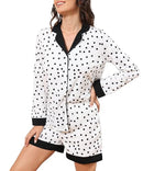 FKEEP BUTTON DOWN PAJAMAS SET WOMEN TWO-PIECE SATIN SILK SLEEVES SHORTS - XL - Brand New