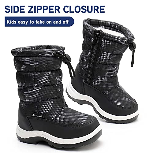 APAKOWA KIDS BOYS GIRLS WINTER SNOW BOOTS SIZE 26 - SIZE YOUTH 8.5 - GRAY/BLACK - Brand New