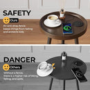 GREENSTELL Round Side Table Storage Shelf USB Ports 15.0x15.0x20.4inch Brown - Like New