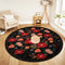 ROTTOGOON ROUND RUG 4FT WASHABLE CIRCLE SOFT FLORAL RUG RUBBER BACKING - BLACK - Like New