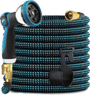 KNOIKOS EXPANDABLE GARDEN HOSE 50FT WITH 10 FUNCTION NOZZLE - BLUE/BLACK - Like New