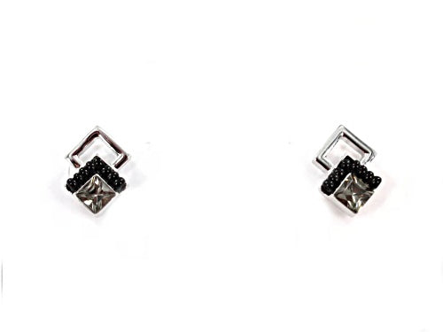REBECCA MINKOFF BLACK AND WHITE CRYSTAL EARRINGS - BLACK - Brand New