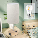 BRIGHTEVER BEDSIDE TABLE LAMPS WITH 2 USB CHARGING - CREAM - Like New