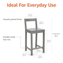 AMAZON BASICS WOODEN BAR STOOL WITH BACKREST 24", SET OF 2 - GRAY - Like New