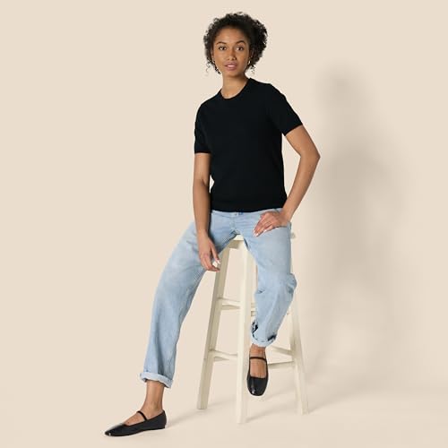 AMAZON ESSENTIALS WOMEN'S REGULAR-FIT SHORT SLEEVE PULLOVER SWEATER TOP -M - Brand New