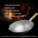 Ieoke Wok Pan 14.4in Round Bottom Wok Traditional Hand Hammered Uncoated - Brand New