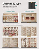 SONGMICS Jewelry Box with Glass Lid, 6-Layer Jewelry Organizer, 5 Drawers - Brand New