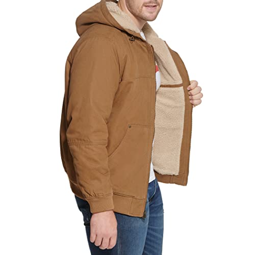 LEVI'S MENS WORKWEAR COTTON CANVAS HOODED BOMBER XLT - DARK BROWN - Brand New