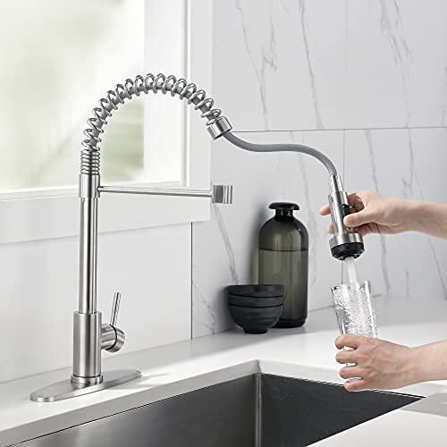 Rainovo Kitchen Faucet Brushed Nickel with 4 Mode Pull Down Sprayer - Like New